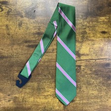 Brooks Brothers Green Tie With Pink Stripes 100 Silk Men's Necktie 58"