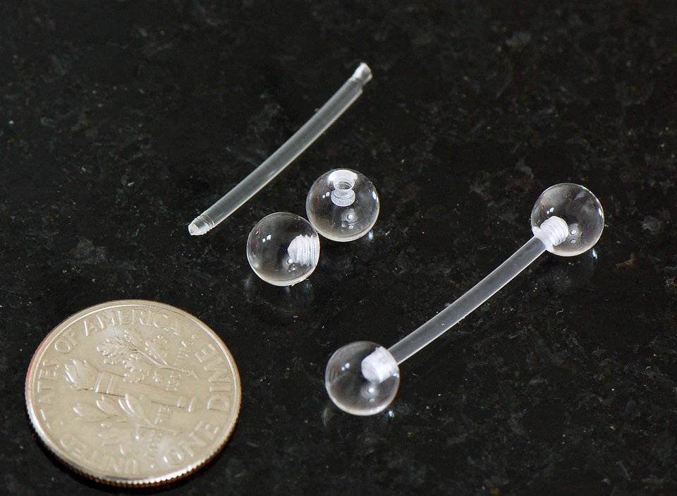 Retenedores de barras de pezón Bioflex totalmente transparentes de 4 piezas 14 g 3/4" sin níquel sin metal Foto 2 de 3