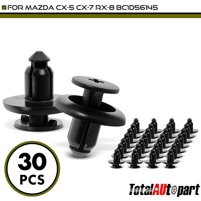 30Pcs Black Mud Guard Clips Splash Shield Retainer for Mazda BC1D56145 8mm Nylon
