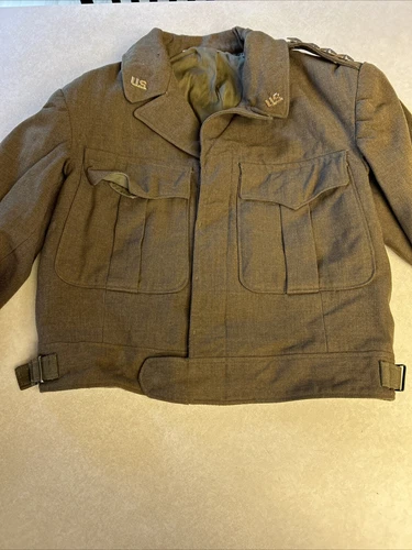 Vintage WW2 1950’s US Army O.D. Wool Military Field Jacket 38R Ike Stars Pins
