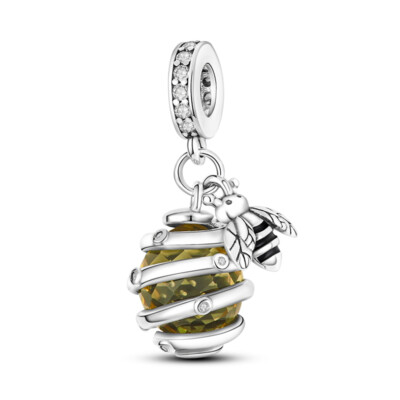 MULA European Silver Plated Charm AAA CZ Enamel Honeycomb Bee For Women Bracelet