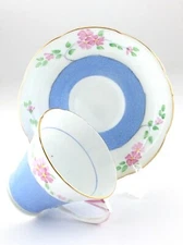 Grafton China Made In England Teacup And Saucer Pastel Blue Daytime Daisy L857