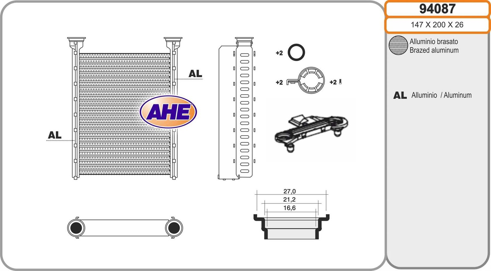 Radiateur de chauffage pour Alfa Romeo Giulietta de 2010 à 2020 motorisations JTDM et TB