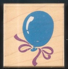 BALLOON BOW Party Decoration A2405C Gift Tag RUBBER STAMPEDE wood Mount STAMP