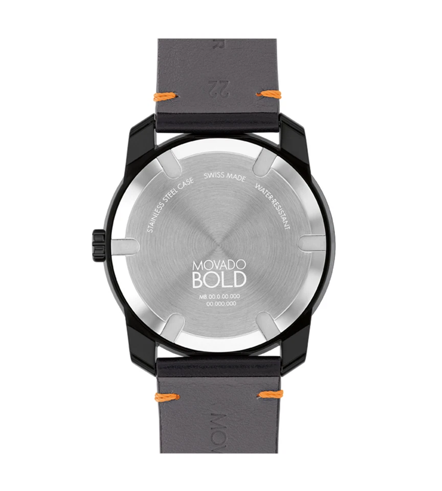 Швейцарские кварцевые часы Movado Bold TR90 черный кожаный ремешок дата 3601113 - Изображение 3 из 3