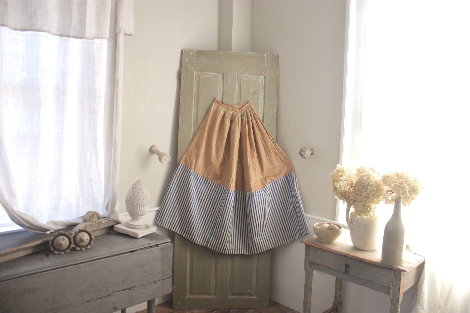 Petticoat or skirt 18th or early 19th century clothing Antique French silk wool