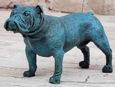 Bronzo Scultura Inglese Bulldog Animale Cane Caldo Statuina Figura Casa Regalo