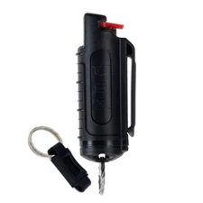 Police Magnum pepper spray .50oz black molded keychain QR defense protection
