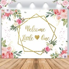 7x5ft Floral Baby Shower Neutral Welcome Little One Photography Background