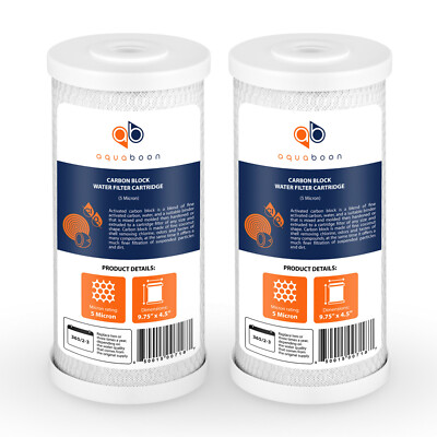 2-Pack Coconut Shell Carbon Block Water Filter - 9.875" X 2.5" For RO & Whole House