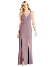 Dessy 8187....Full Length, V-Neck Crepe Dress....Dusty Rose...Size 4....NWT