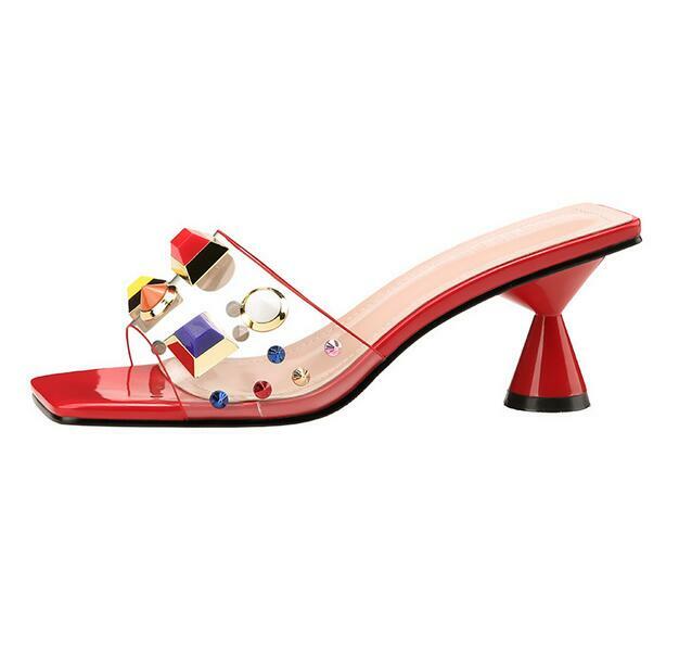 PANTOFOLA D’ORO Scarpe sandali ciabatte donna Coloful Rivet Lucency tacco a gattino slip on taglia