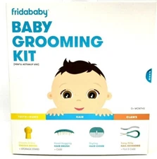 New fridababy Baby Grooming Kit Finger Toothbrush Hair Brush Comb Nail Scissors