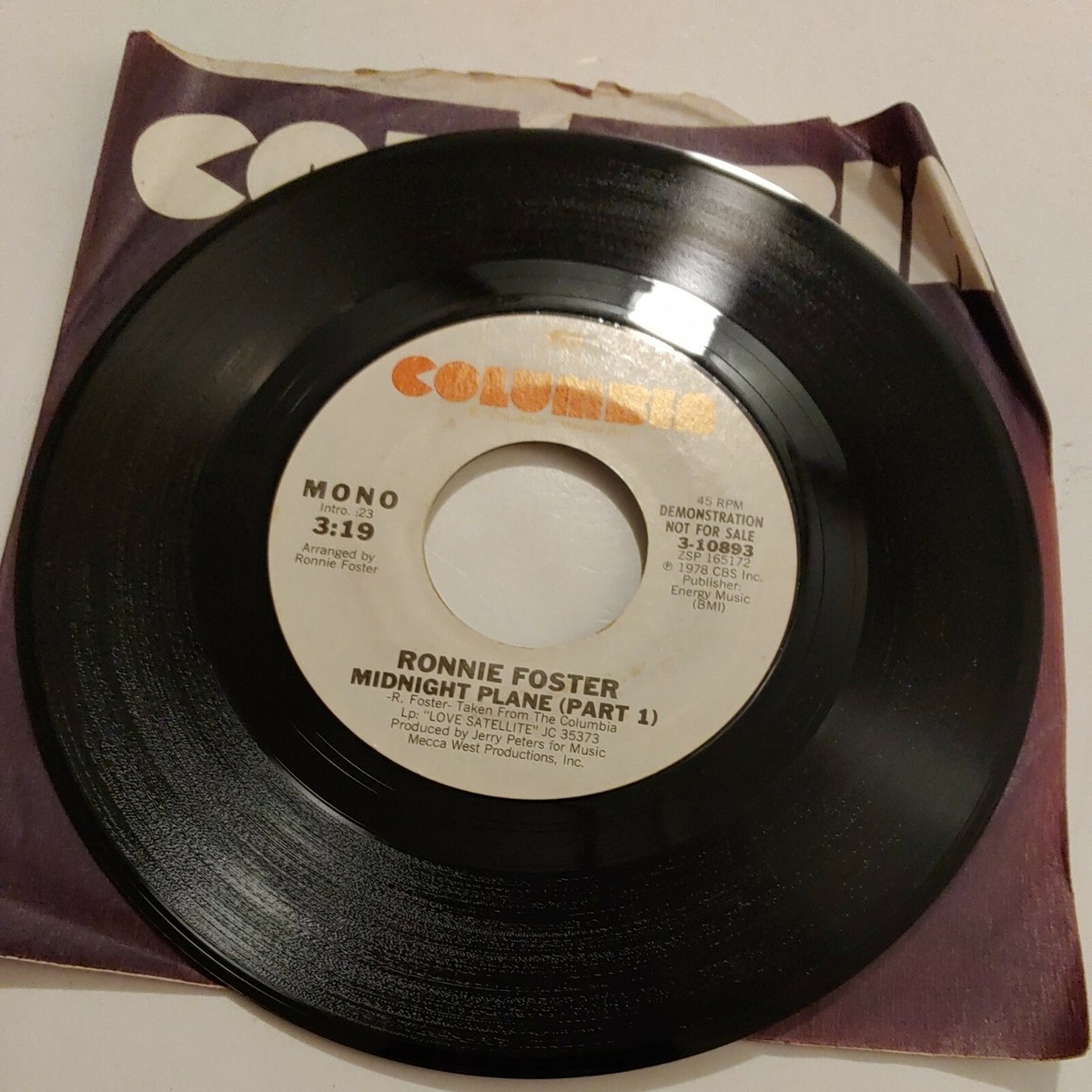 Ronnie Foster, Midnight Plane Pts 1 & 2 - 1978 - 7 inch