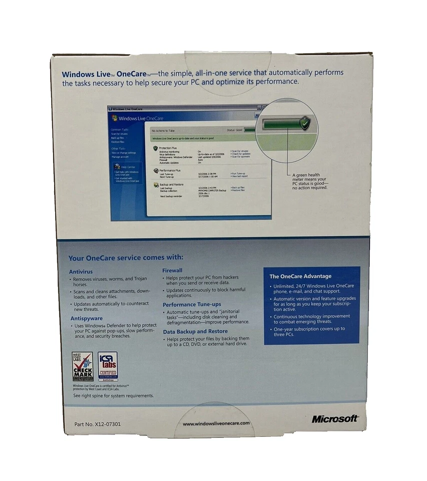 Microsoft Windows Live OneCare Protection & Maintenance up to 3 PCs Windows XP - Image 2 of 4