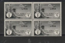 1941 Libya Mail Aerea New Drawn Soprastampato Quartina MNH MF70992