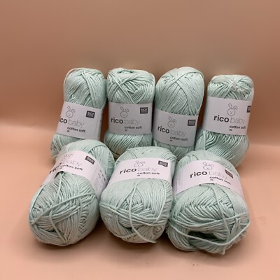 Rico Baby Cotton Soft Dk Yarn Teal/ Green Color Set Of 7 Each 50g