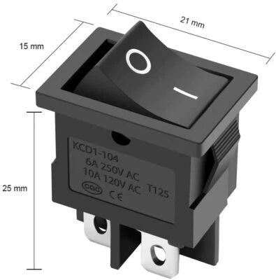 Fellows 12C Paper Shredder DPST 4 Pin Rocker Switch Black AC 120V 10A