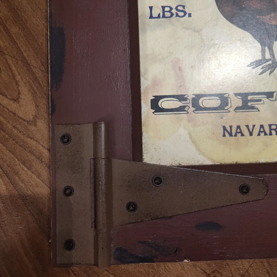 RUSTIC ROOSTER Wood Framed Wall or Door Sign Natural Wood 14.5" X 12.5" Coffee  - Image 4 of 4