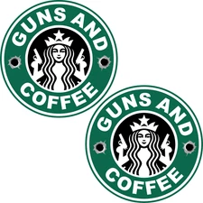 2x Guns and Coffee 3 Inch NRA Second Amendment Stickers Laptop Bumper Decal