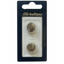 Buttons 24K Gold Plated Round Embossed Shank 9/16" 14MM 2-Pack Dill 1895 Germany