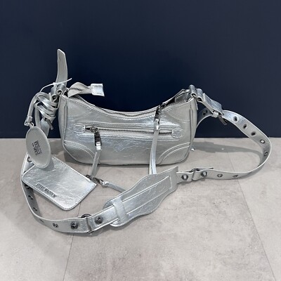 Steve Madden Glowing Umhängetasche Silber Kunstleder Damen Neu!