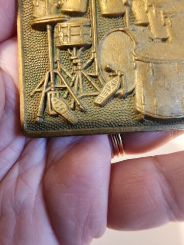 Vintage 1980 Baron Buckles Solid Brass Belt Buckle Drum Set Band Music Taiwan - Picture 3 of 8