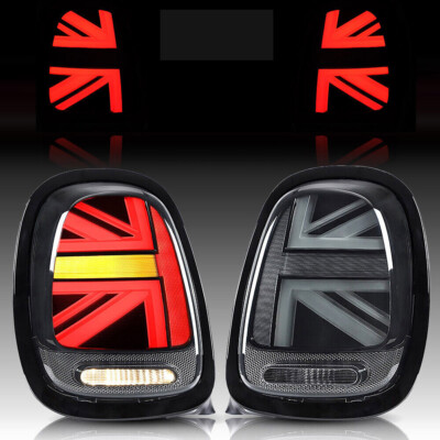 LED Tail Lights For 2014-22 Mini Cooper F55 F56 F57 Union Jack Smoked Rear Lamps