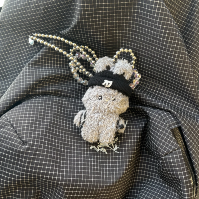 NewJeans Bunini Mini Plush Keyring Gray with Beanie and Backpack