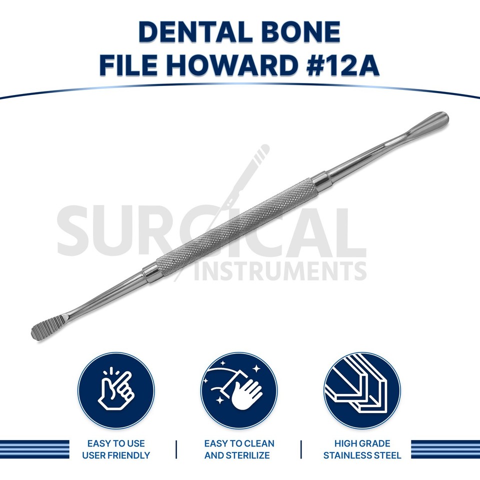 3 Pcs Bone File #12A Medical Surgical Dental Instruments Stainless ...