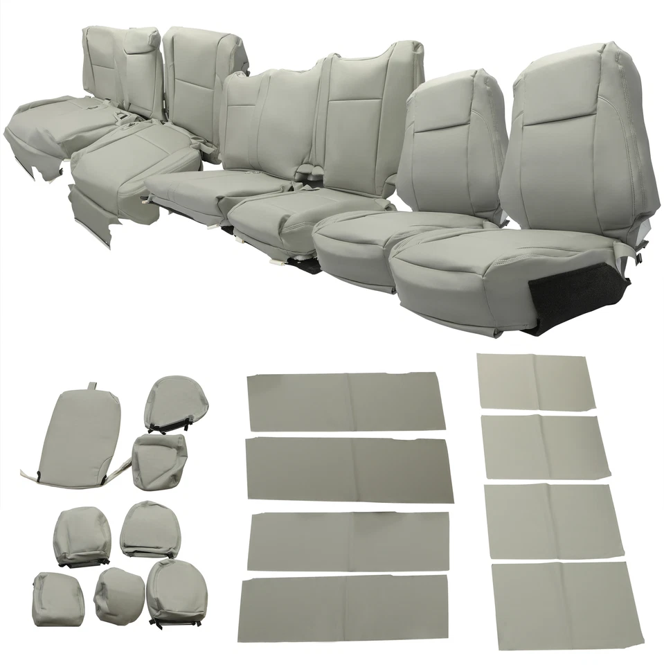 Front & Rear Full Set Seat Covers For Toyota Highlander LE Hybrid 2014-2019 Gray - Image 2 of 4
