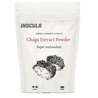 Chaga Pilzpulver. Überlegene Qualität und Stärke. Hergestellt in Großbritannien. Natürlich.