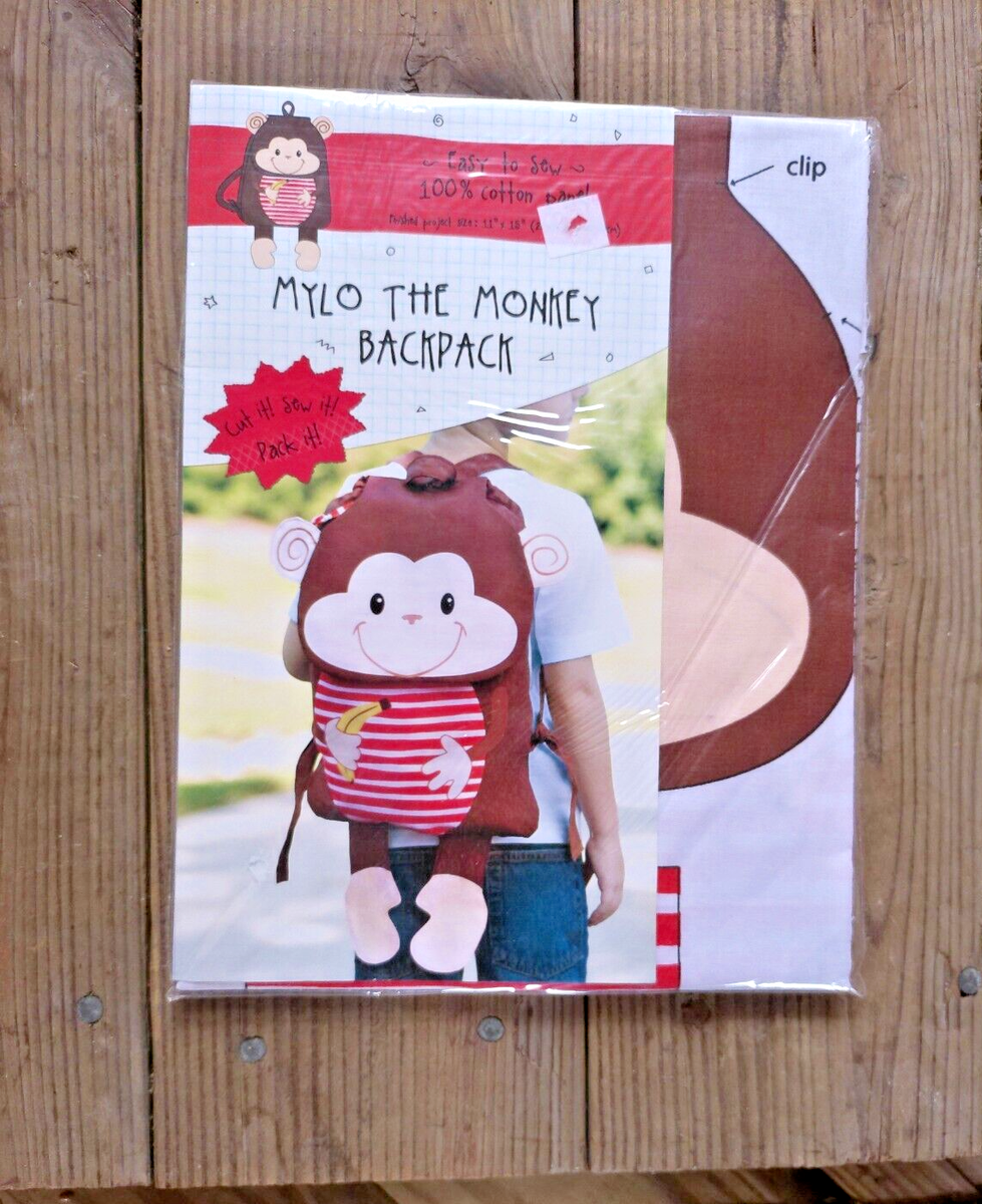 Fabric Panel DIY Childs Backpack Sewing Kit Mylo the Monkey NEW Beginner Kit