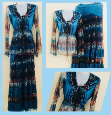 2PC Ladies Western Boho Set Blouse+Maxi Skirt,Party/Halloween/Indian Dress  S(M) | eBay