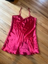 Red satin nightgown or slip dress mini medium
