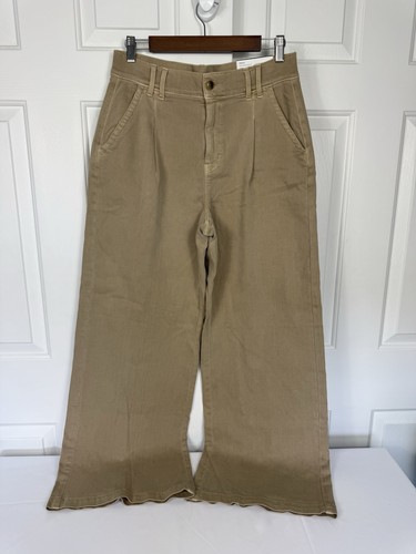 NEU American Eagle superhoher Bund weites Bein Hose plissiert khaki Größe 29/8 Damen - Bild 1 von 10