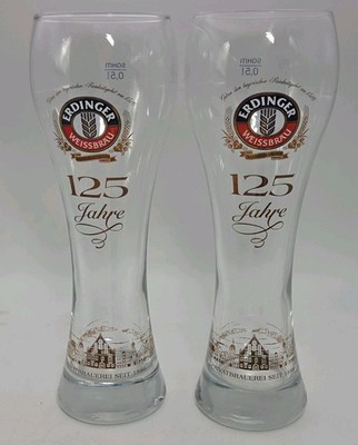 Erdinger Weissbrau Beer Glass 0.5L Aus Bayern German Brewery  Weissbräu Set Of 2