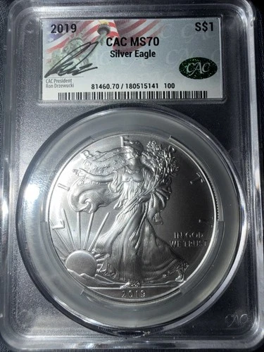 2019 Silver Eagle $1 CAC MS70 Presidential Signature Eagle Label