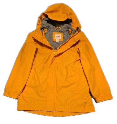 Cat & Jack Children's Yellow RAINCOAT w/ Hood Size 6 w/ Soft Gray Lining UNISEX