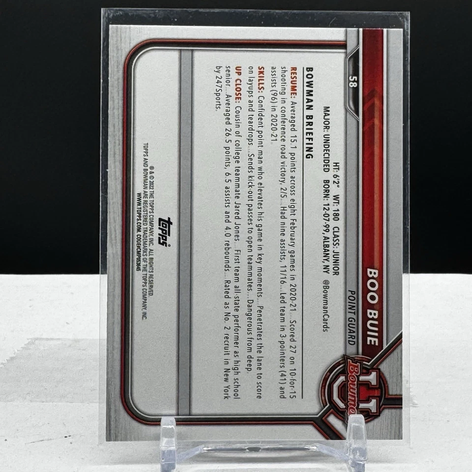 2022 Topps Bowman University Basketball 1st #58 Boo Buie - Image 2 of 2