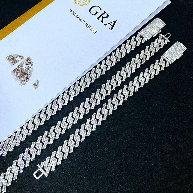 VVS1 Moissanite Cuban Chain 12mm – GRA Passes Tester - Iced Out | 925 Silver - Image 3 of 4