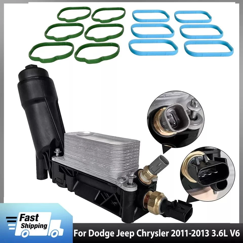 Carcasa de filtro de refrigeración de aceite con sellos de admisión para Dodge Grand Caravan 2014-2016 3,6 L Foto 2 de 4