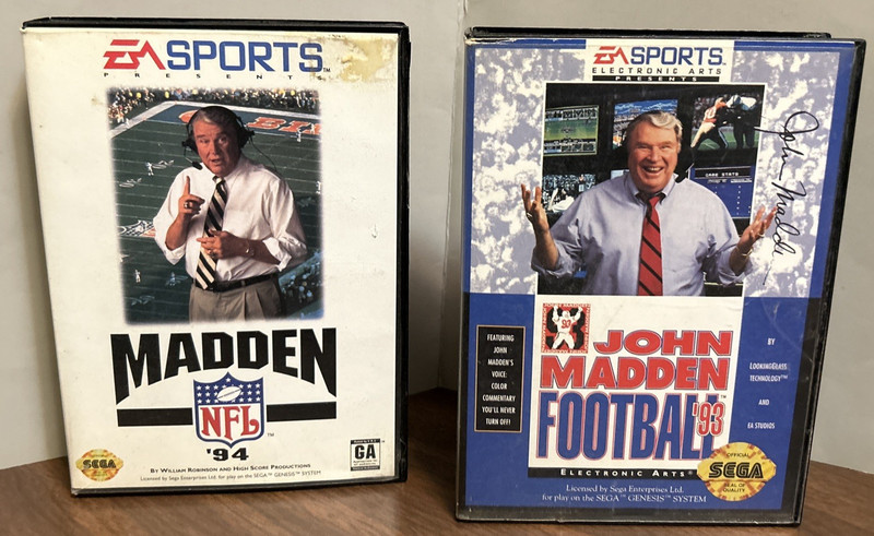2 (Two) John Madden Football Video Games '93 and '94 Sega Genesis