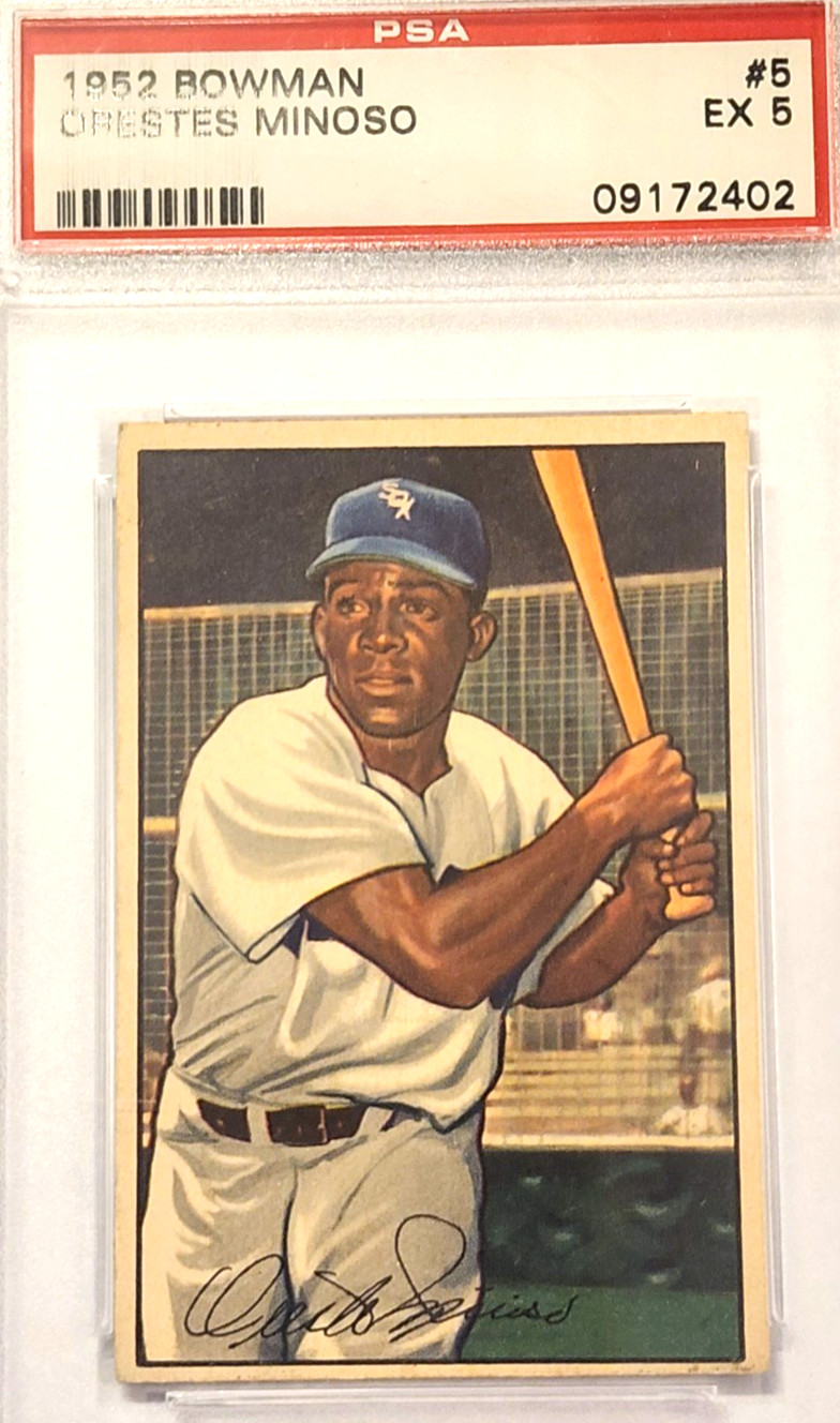 1952 BOWMAN #5 ORESTES MINNIE MINOSO PSA EX 5 HOF RC ROOKIE