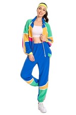 Womens 80s Tracksuit Outfits Sets Colorblock 2 Piece Windbreaker Set