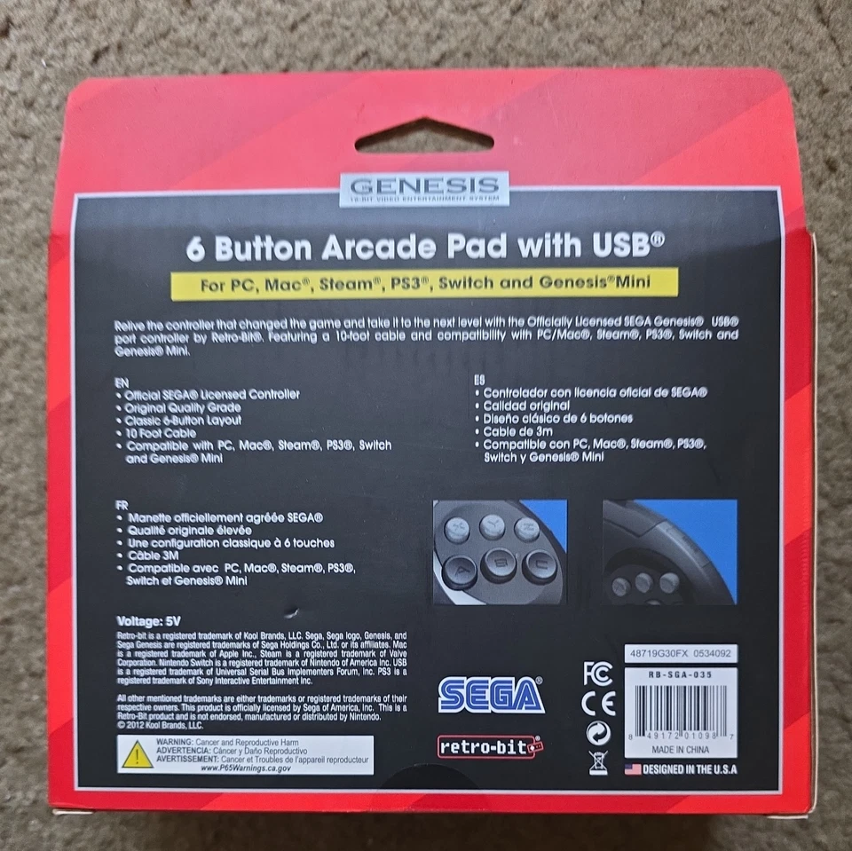 Retro-Bit Official Sega Genesis USB Controller - RBSGA035 - Image 2 of 4