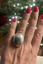 Reserved 4 ELI -Sterling Silver Vintage CII Mexico Modernist Hammered Oval Dome