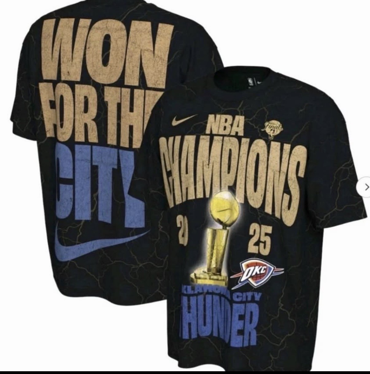 Nike Oklahoma City Thunder NBA Finals Champions 2025 Unisex L Black Shirt thumbnail 4