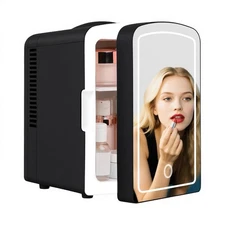 4L Mini Fridge for Makeup & Drinks - LED Mirror Skincare Refrigerator - Car/Home