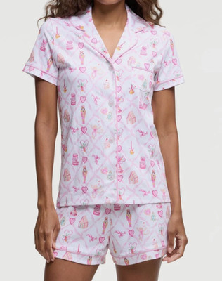 LOVESHACKFANCY x Roller Rabbit Sugarplum Lattice Holiday Pink Pajamas Medium NWT